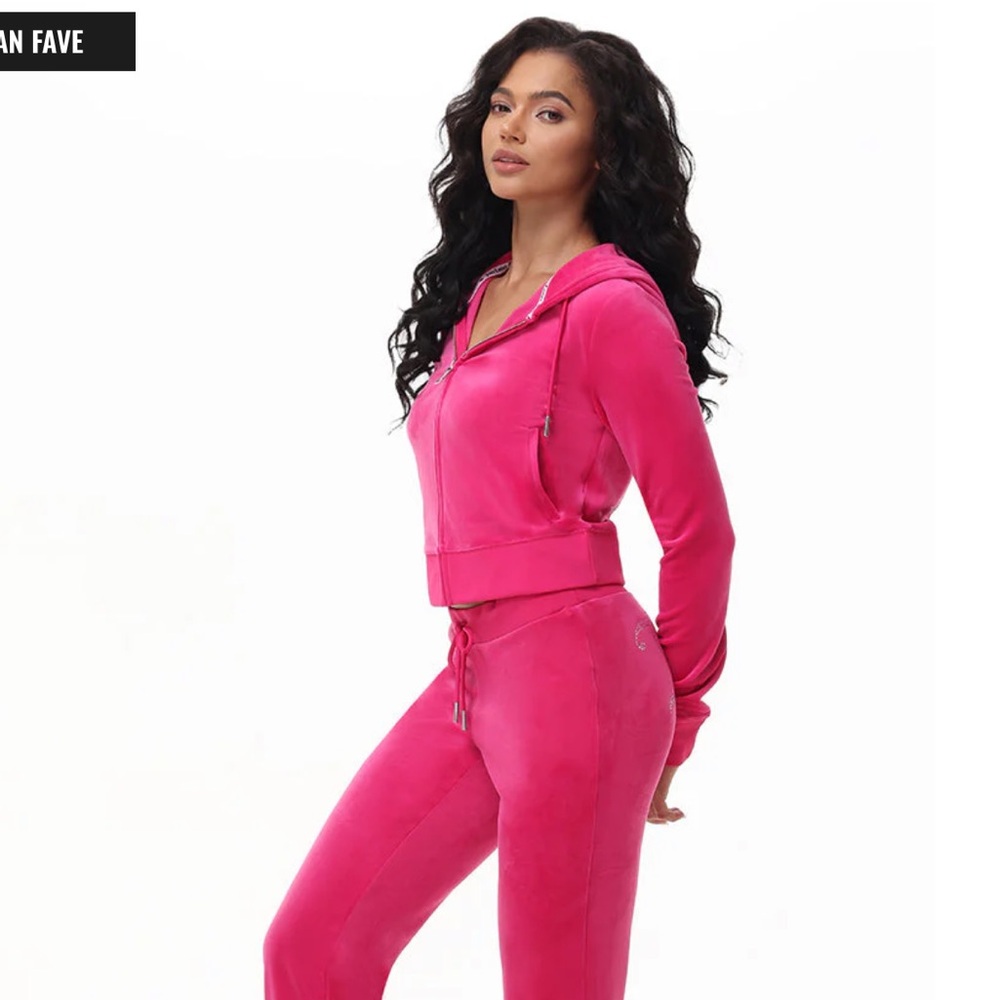 Juicy Couture Bling Hot Pink Velour Tracksuit Set Size XL